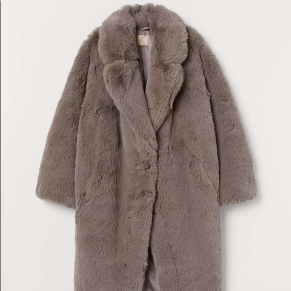 H&M grey fur coat